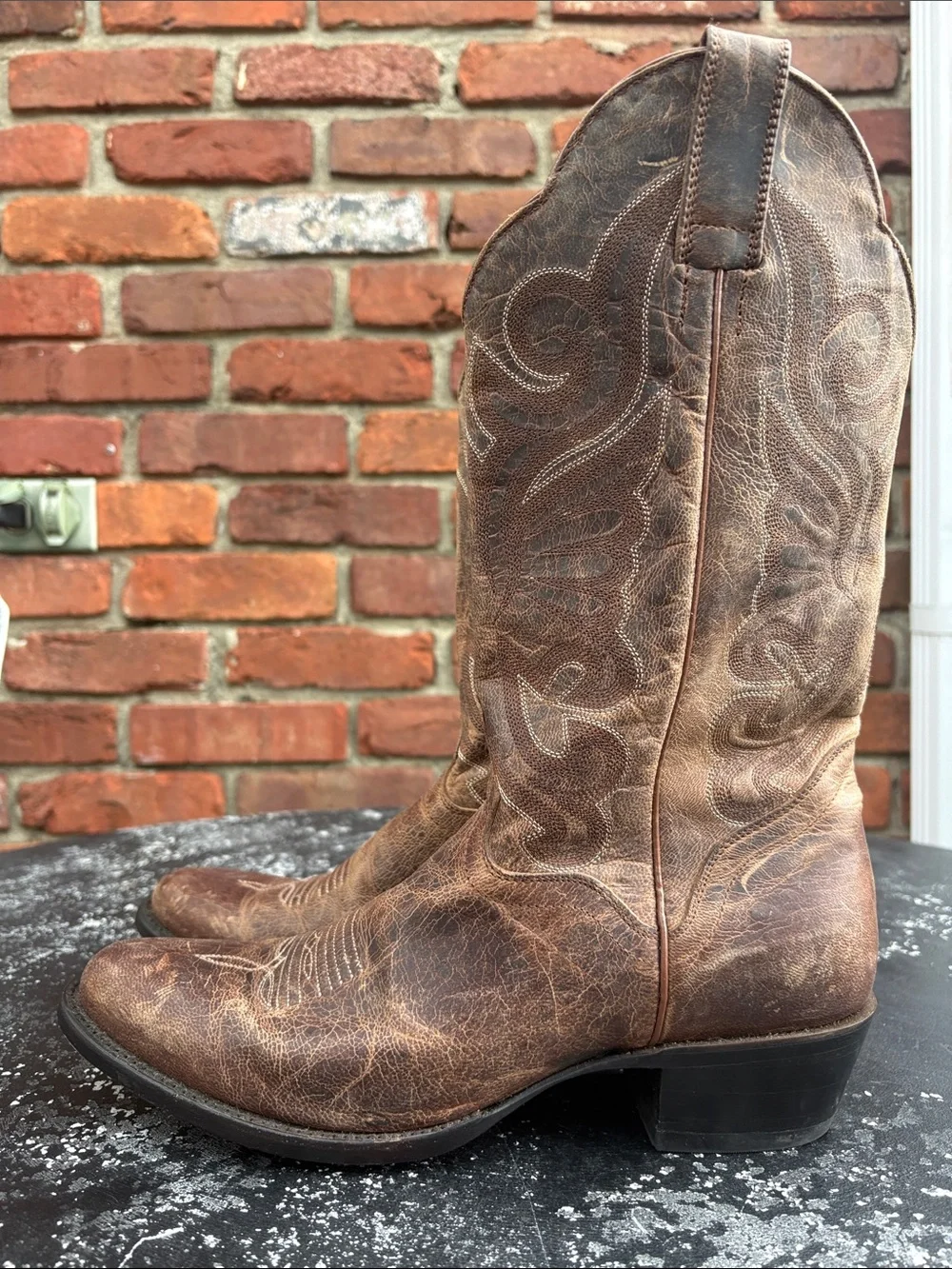 J.B. Dillon Brown Goat Leather Cowboy Boots size 8B